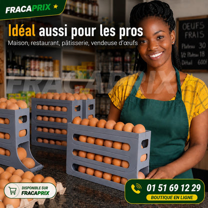Range-Œufs Distributeur 3 Étages – Rotation Automatique Anti-Casse pour Frigo