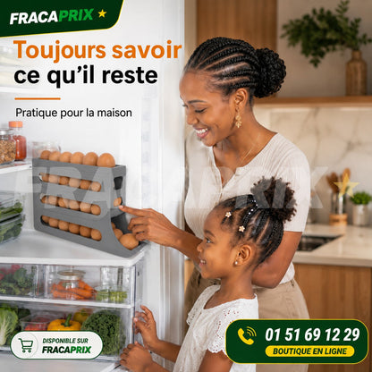 Range-Œufs Distributeur 3 Étages – Rotation Automatique Anti-Casse pour Frigo