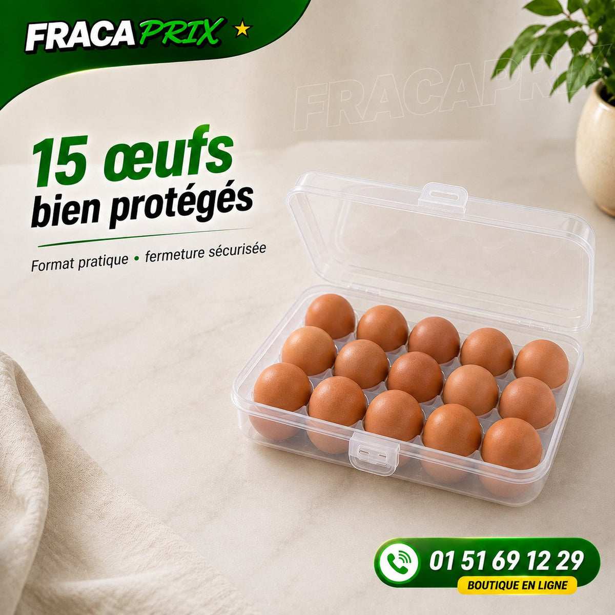 EggBox™ – Boîte Rigide de Transport & Protection pour Œufs – 15 Places