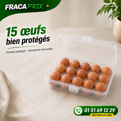 EggBox™ – Boîte Rigide de Transport & Protection pour Œufs – 15 Places