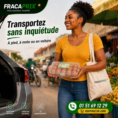 EggBox™ – Boîte Rigide de Transport & Protection pour Œufs – 15 Places