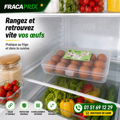 EggBox™ – Boîte Rigide de Transport & Protection pour Œufs – 15 Places
